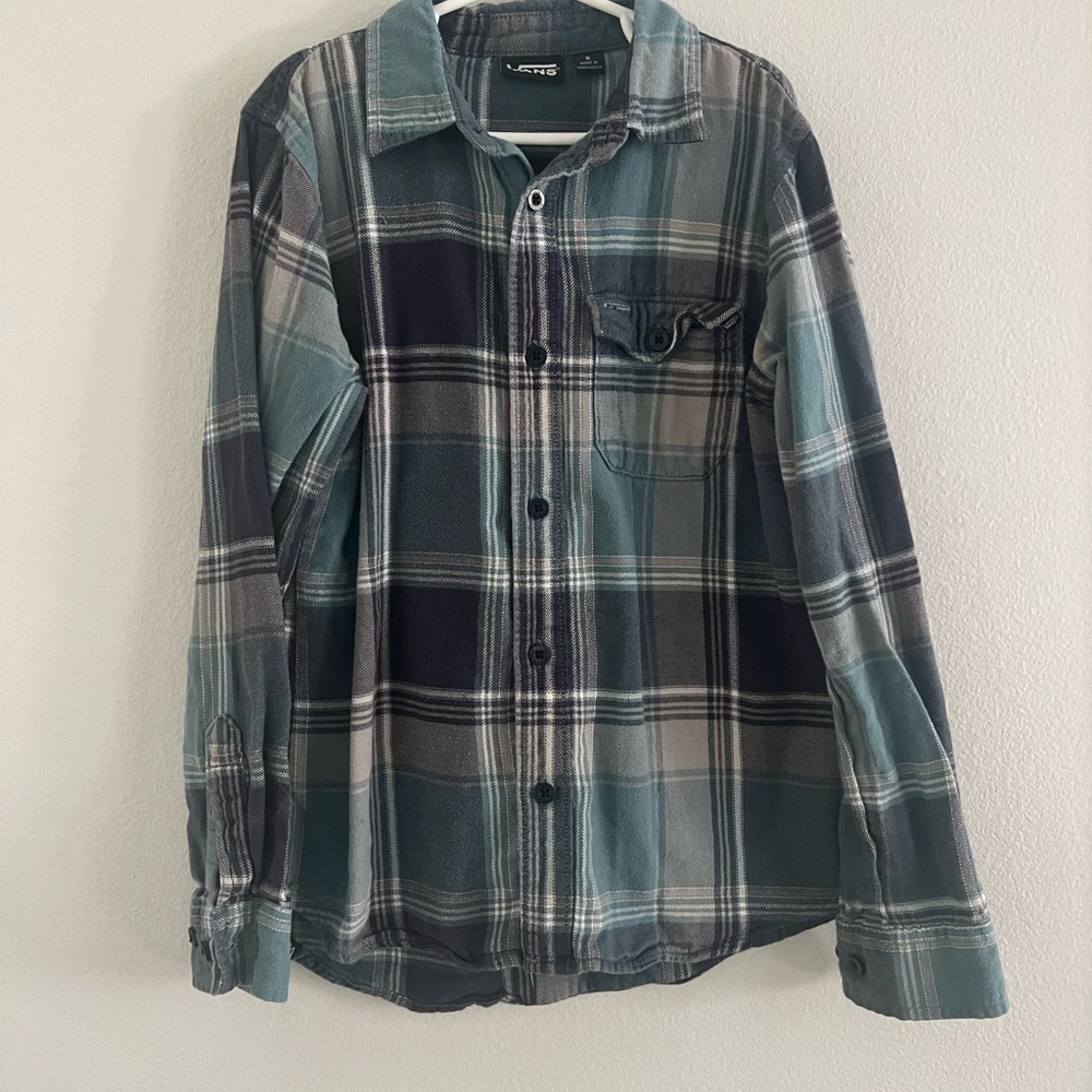 Boys Vans Blue and Gray Plaid Casual Shirt